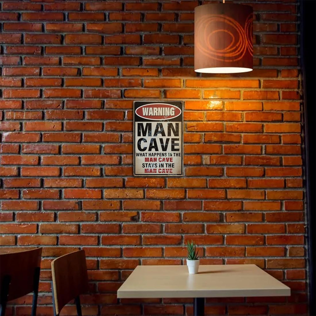 'What Happens Here, Stays Here!' Funny Man Cave Decor for Men | 12x8″ Durable Vintage Metal Man Cave Signs Wall Decorations for Basement/Garage/Mancave, 2357