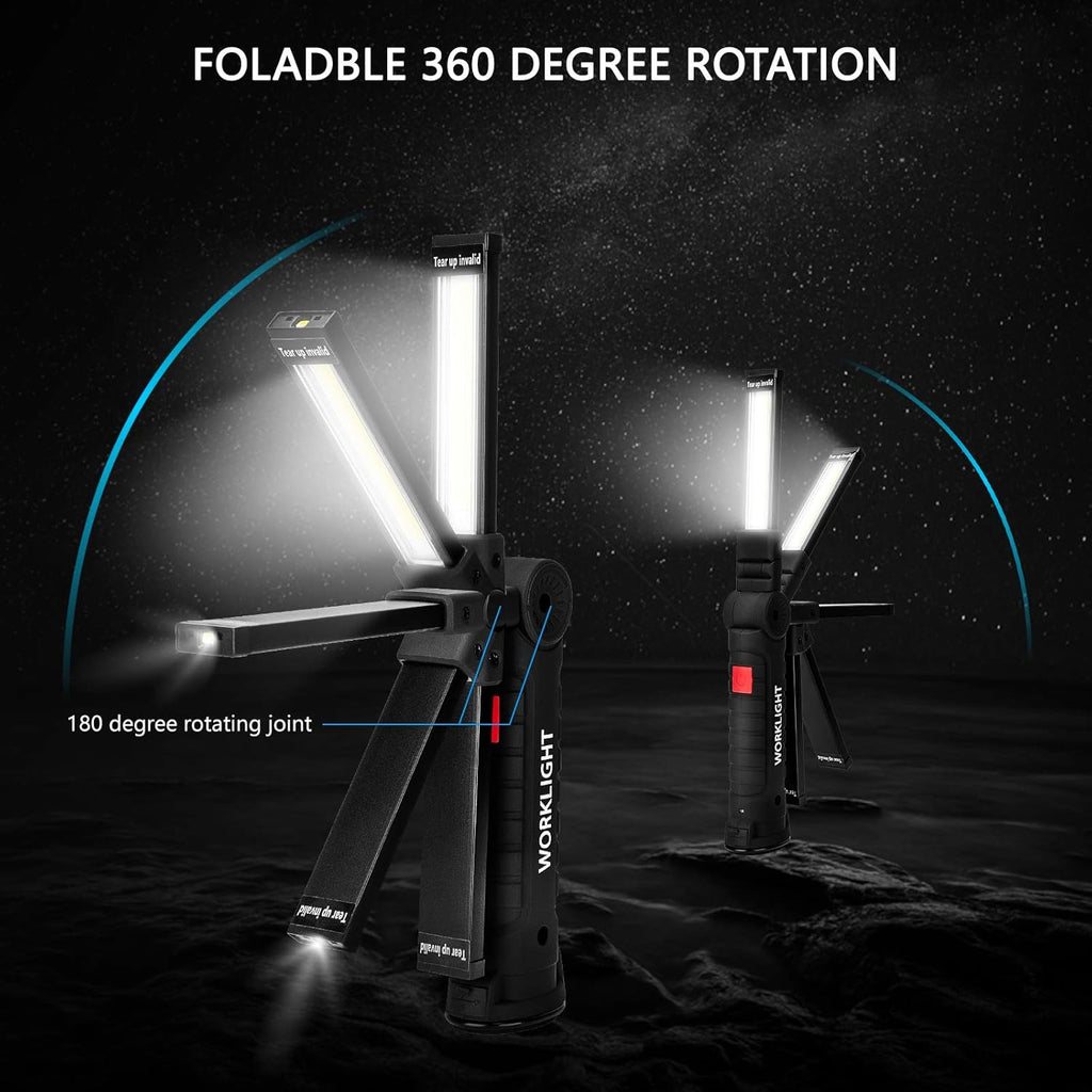 Gifts for Men 4Pack LED Flashlight, Rechargeable Work Lights with Magnetic Base Hook 360°Rotate and 5 Modes Bright LED Flashlight Inspection Light for Car Repair, Grill and Outdoor Use