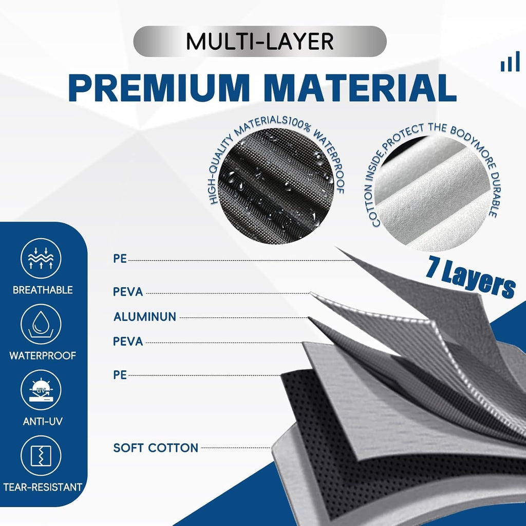 KouKou Truck Cover Waterproof All Weather, 7 Layers Heavy Duty Pickup Truck Cover Outdoor Length from 243 to 250 inches,Universal Fit SuperCrew Bed Ford F150 F250 F350,Nissan Titan,Toyota Tundra ect.