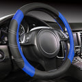 CAR PASS Line Rider Microfiber 15.5-16 Inch Leather Sporty Steering Wheel Cover Universal Fits for Truck SUV Cars Pick up, Anti-Slip Safety Comfortable Design (Black and Blue)