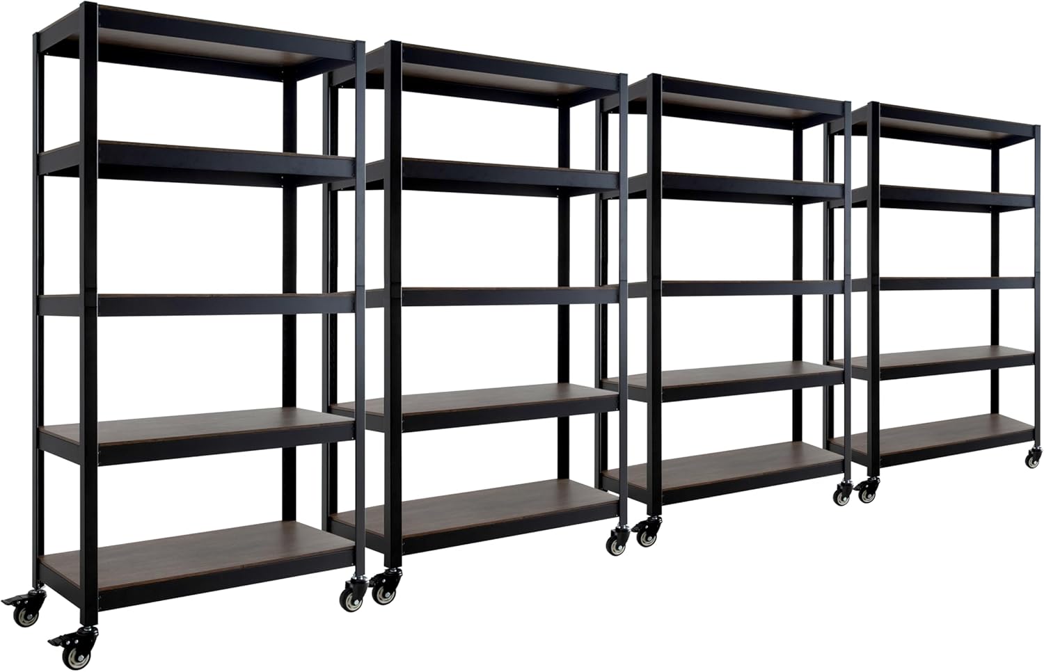 HOMEDANT House 5-Tier Metal Rolling Cart Shelf Rack Casters Heavy Duty Laminated Wheel Shelving Unit Adjustable Utility Storage Shelves Organizer Shelf Kitchen Garage 36.2" W x 16.5" D x 69.5" H 4Pack