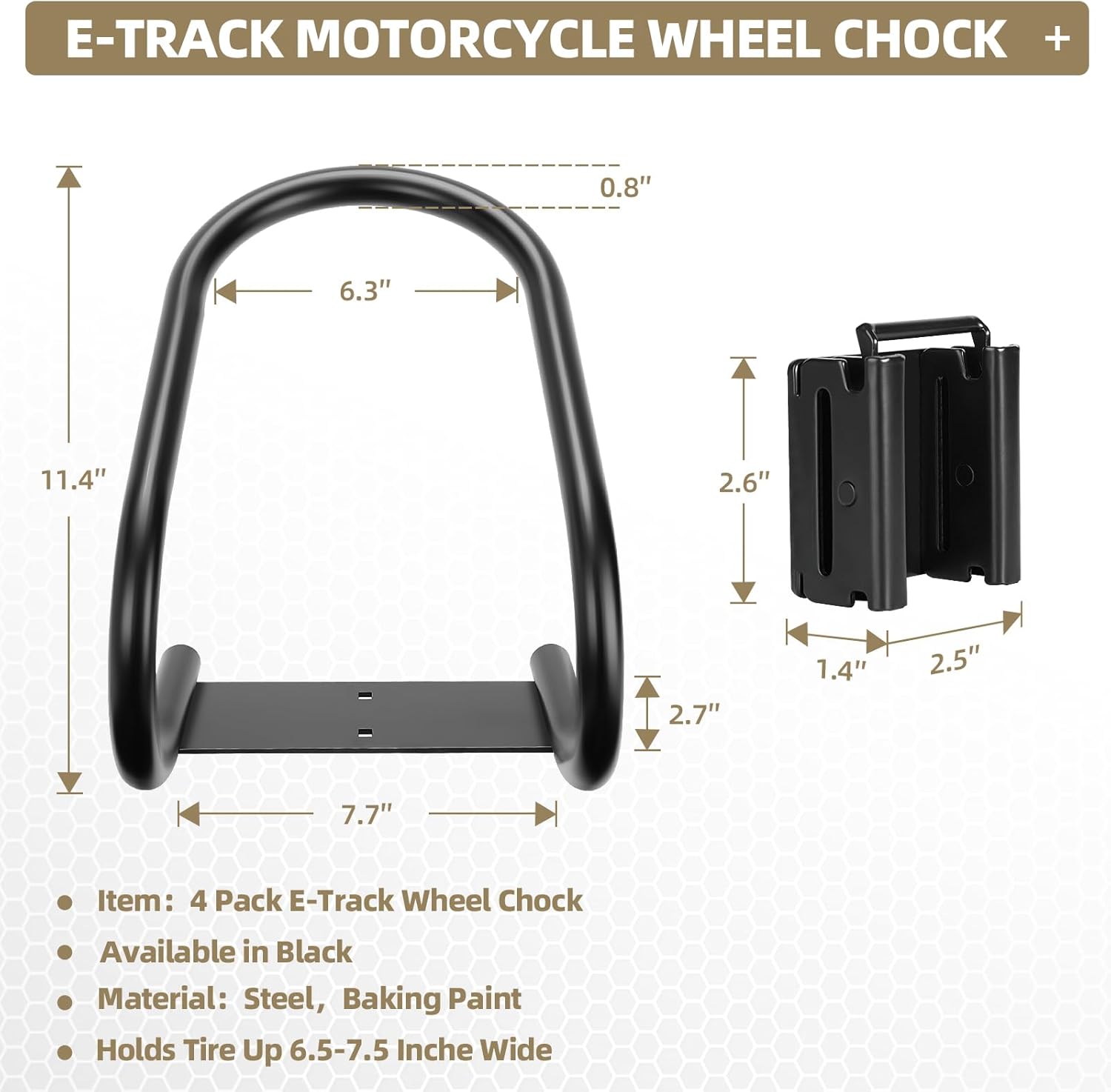 4 Pack E Track Wheel Chock-E-Track Accessories for Enclosed Trailer-E Track Motorcycle Wheel Chock for Trailers for etrack System for Enclosed Trailer Hold Dirt Bike, Motorcycle Tire for Garages