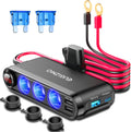 12V Cigarette Lighter Socket Splitter, 200W 3 Socket Multi Port Car Cigarette Lighter Adapter Plug Splitter USB Charger Auxiliary 12 Volt Power Outlet with Eyelet Terminal