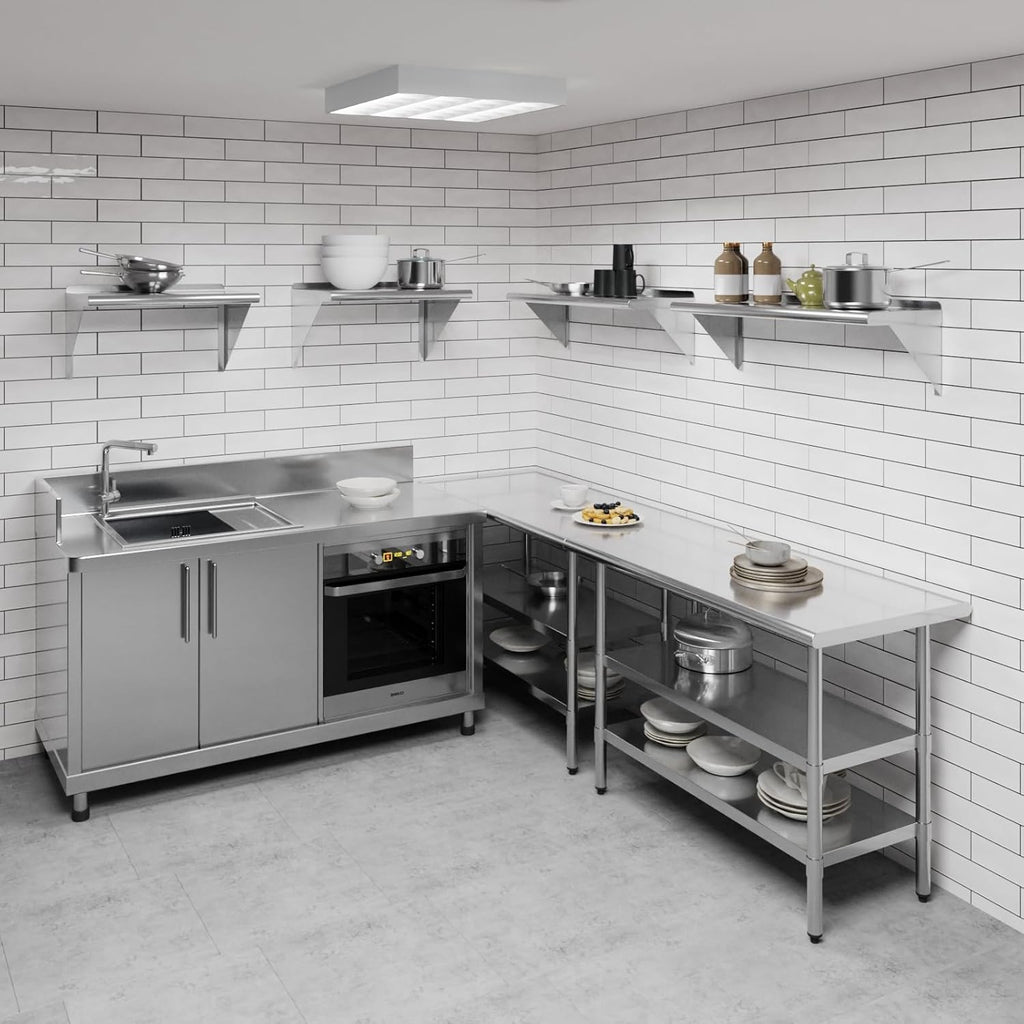 AmGood 36" Long X 12" Deep Stainless Steel Wall Shelf | NSF Certified | Appliance & Equipment Metal Shelving | Kitchen, Restaurant, Garage, Laundry, Utility Room