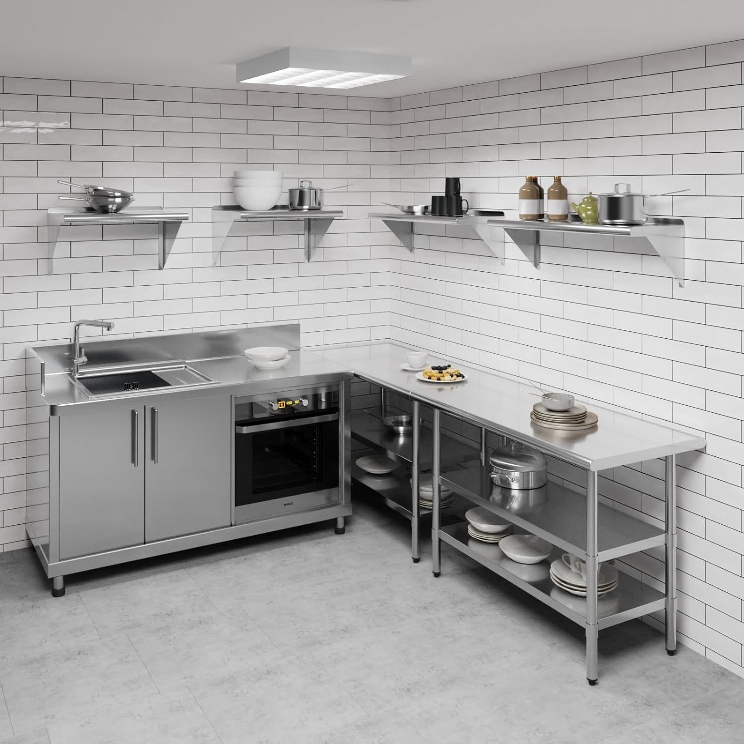 AmGood 36" Long X 12" Deep Stainless Steel Wall Shelf | NSF Certified | Appliance & Equipment Metal Shelving | Kitchen, Restaurant, Garage, Laundry, Utility Room
