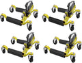 4 Pcs Car Wheel Dolly with Hydraulic Tire Jack, 1500LBS Capacity Trailer Dolly for Vehicle Positioning for Truck RV Trailer, Yellow