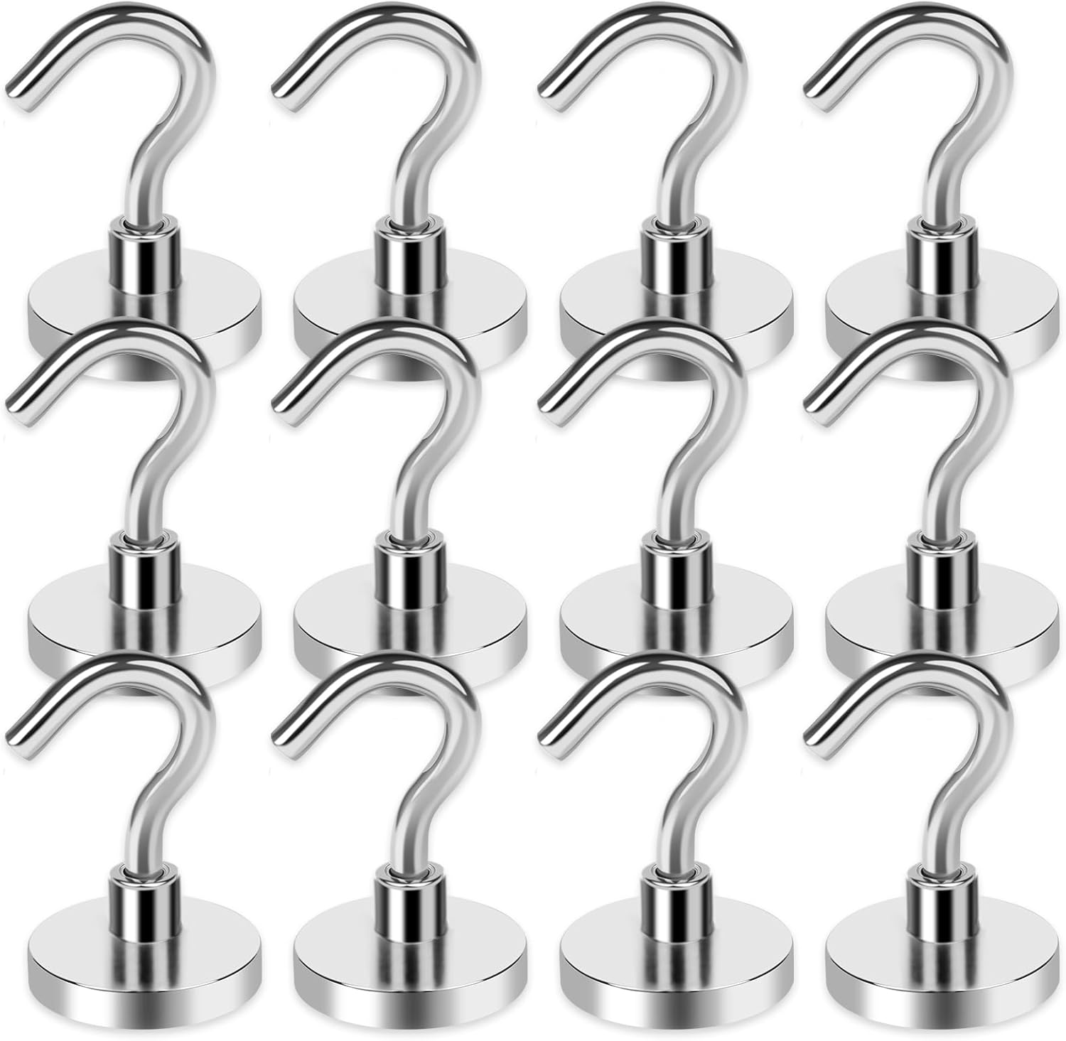 LOVIMAG Strong Magnetic Hooks, 40LBS Neodymium Magnets with Hooks Magnetic Hooks Cruise for Refrigerator, Powerful Magnet Hooks Magnetic Hanger for Hanging, Grill, Locker,Kitchen, Metal Door-12 Pack