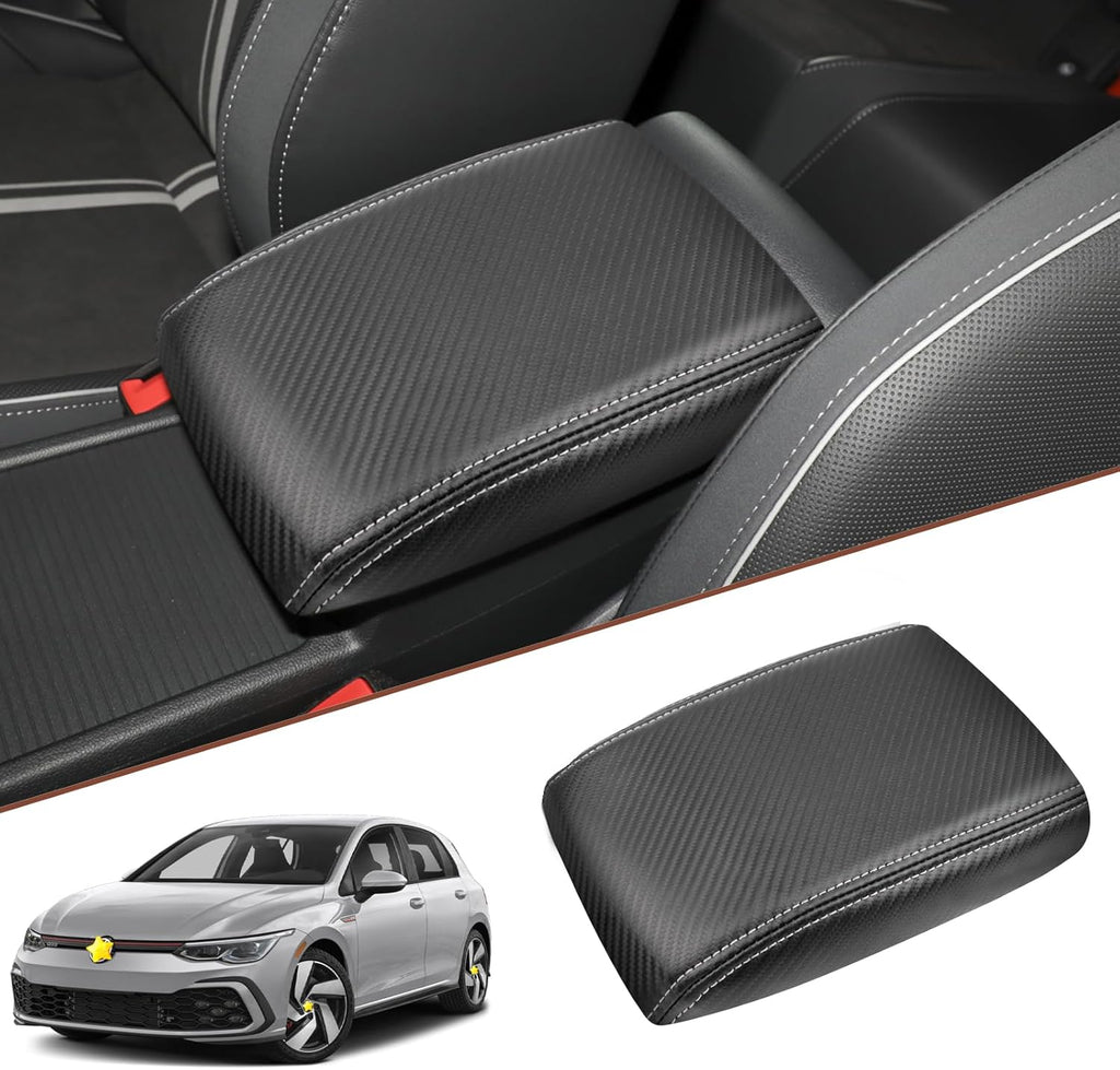 SKTU for 2020-2024 Volkswagen Golf Center Console Cover 2023 2024 Golf Armrest Cover Volkswagen Golf 2023 2024 Accessories 2023 2024 Golf Seat Box Cover 2023 Golf Center Console Cushion (Gray Line)