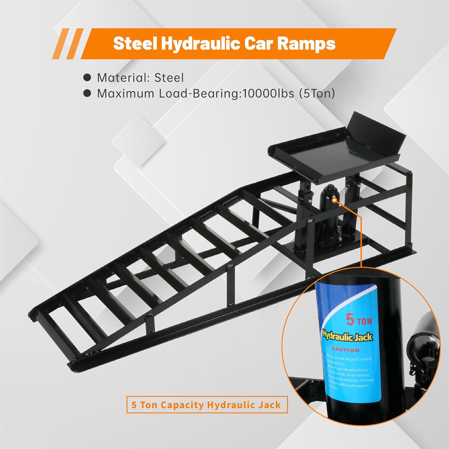 2 Pack Hydraulic Car Ramps 10,000lbs/5T Capacity Low Profile Car Lift Service Ramps Truck Trailer Garage, Height Hydraulic Vehicle Ramps,Black
