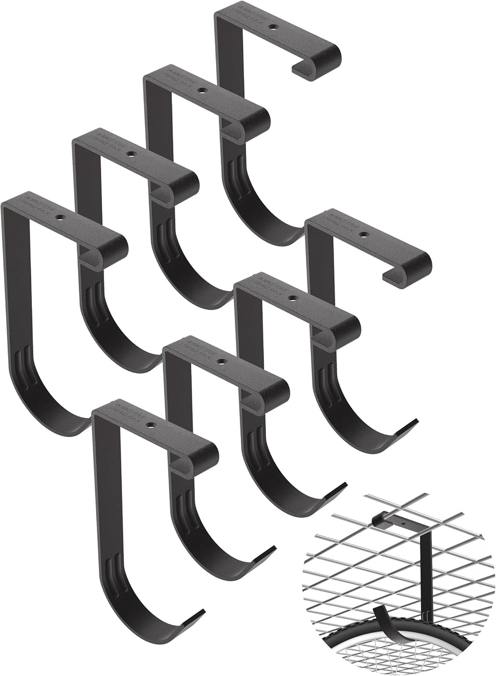 Bike Hooks for Garage Ceiling Mount Rack – Heavy Duty 4X8 Overhead Garage Storage Rack for Ceiling Hanging Bicycle Shelves, Add on Storage Flat Hooks Accessory and Wall Hanger (Flat Hook 8 Pack)