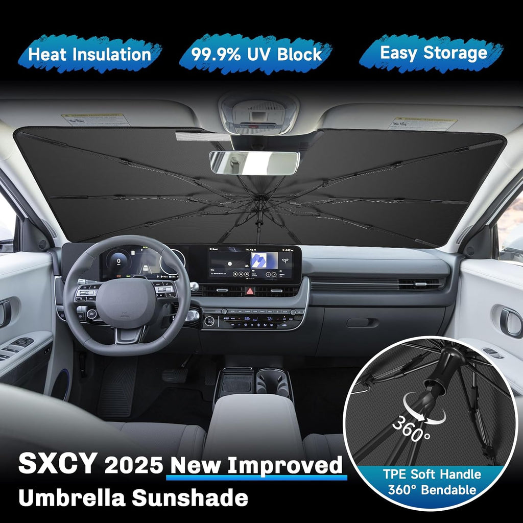 SXCY for 2022-2024 2025 Hyundai Ioniq 5 Windshield Umbrella Sunshade [Easier Foldable] 2023 2024 2025 Ioniq 5 Accessories Sunshade Umbrella for 2024 2025 Ioniq 5 Windshield Umbrella Sun Shade