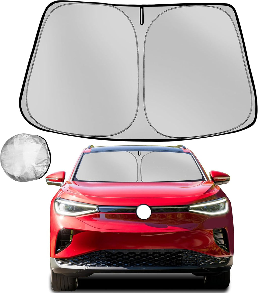 Windshield Sun Shade for 2021-2025 Volkswagen VW ID.4 Foldable Sun Sunshade for Car Front Window Blocks UV Rays and Heat Automotive Interior Protector Custom Fit Accessories