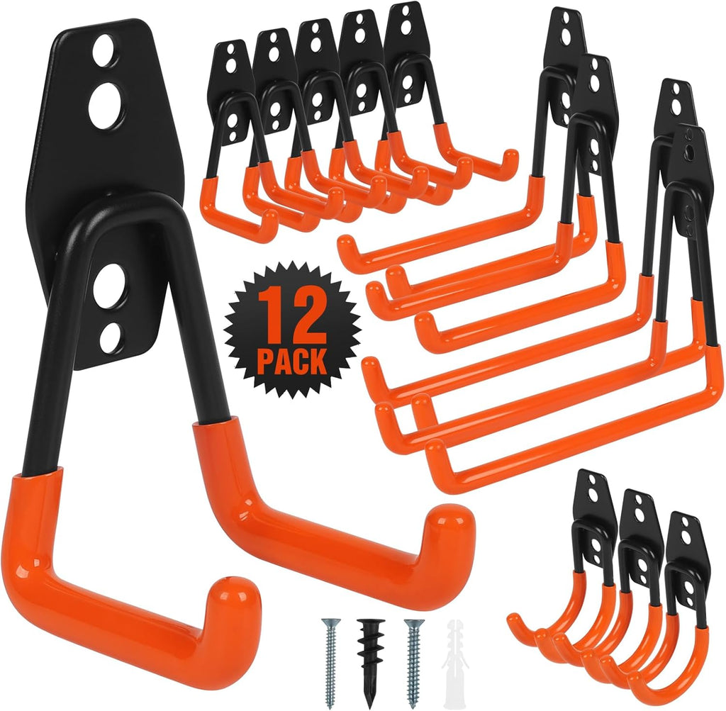 Garage Hooks Ladder Hooks for Hanging Heavy Duty Garage Organizer Wall Mount Metal Garage Storage Organization Tool Hanger Utility Rack for Garage Wall, Shed, Garden, Workshop