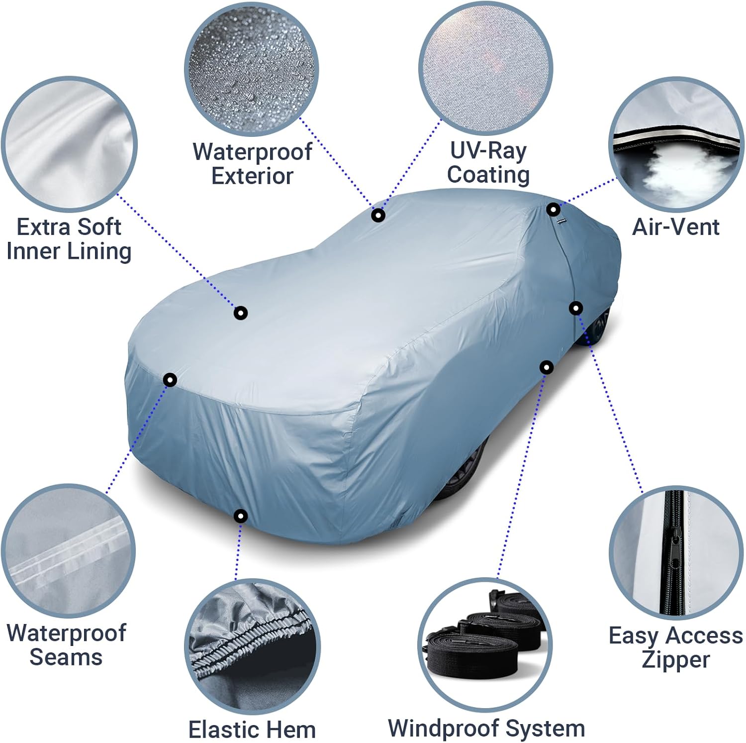 iCarCover Premium Car Cover for 1941-1952 Chevy Fleetline Heavy Duty Waterproof All-Weather Automobiles Custom Fit Indoor Outdoor UV Snow Protection Covers with Straps and Bag