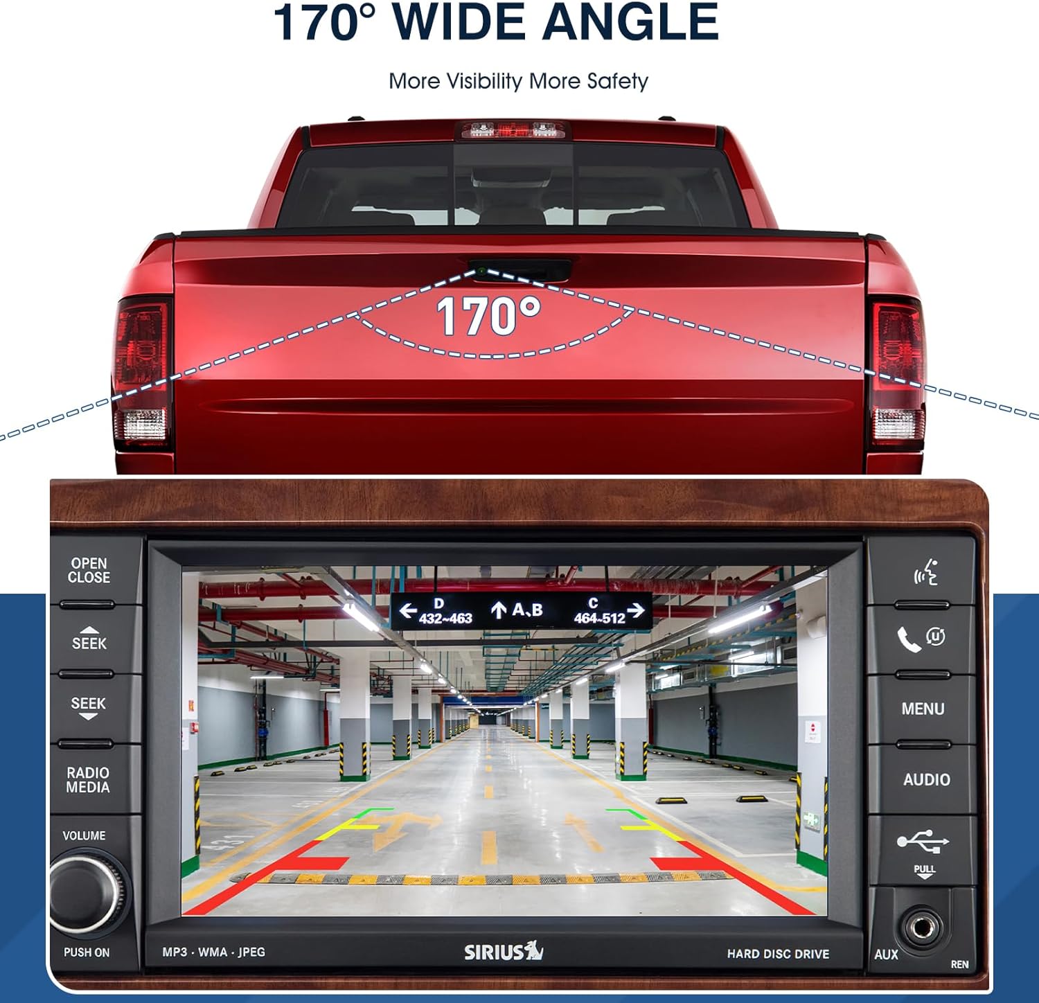 Rear View Backup Camera Fit for Dodge Ram 1500 2500 3500 2009-2012, Reversing Parking Assist Camera OE Replacement 56054041AC 56054041AA 56054041AB 56054041AD 56054041AE