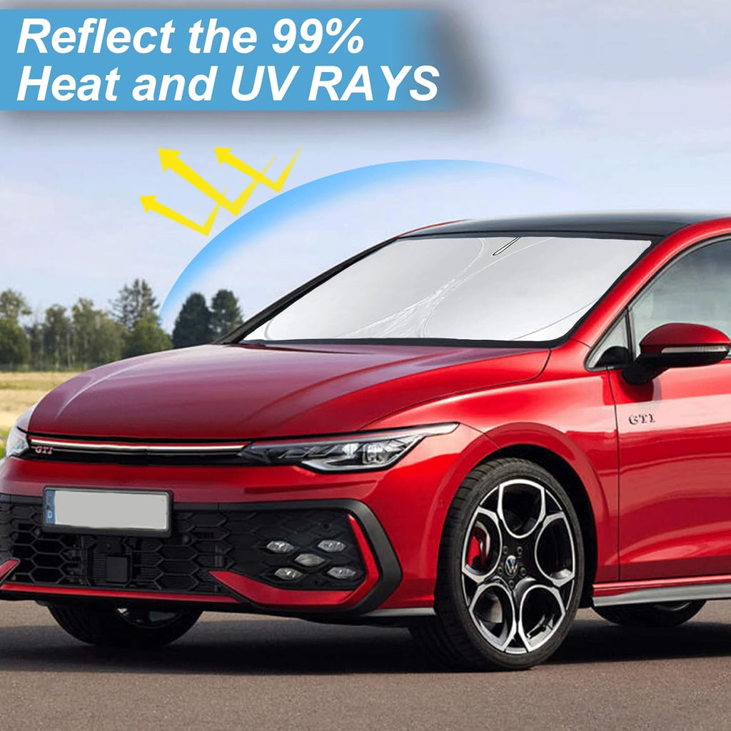 Sunshade for 2015-2023 2024 2025 Volkswagen Golf GTI e-Golf VW Golf R 4 Door Hatchback Accessories Front Window Shield Cover for Windshield Sun Visor