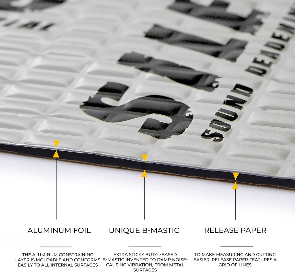 Siless 80 mil (2mm) Car Sound Deadening mat - Butyl Automotive Sound Deadener - Noise Insulation and Vibration Dampening Material 10 sqft (0.95 sqm)