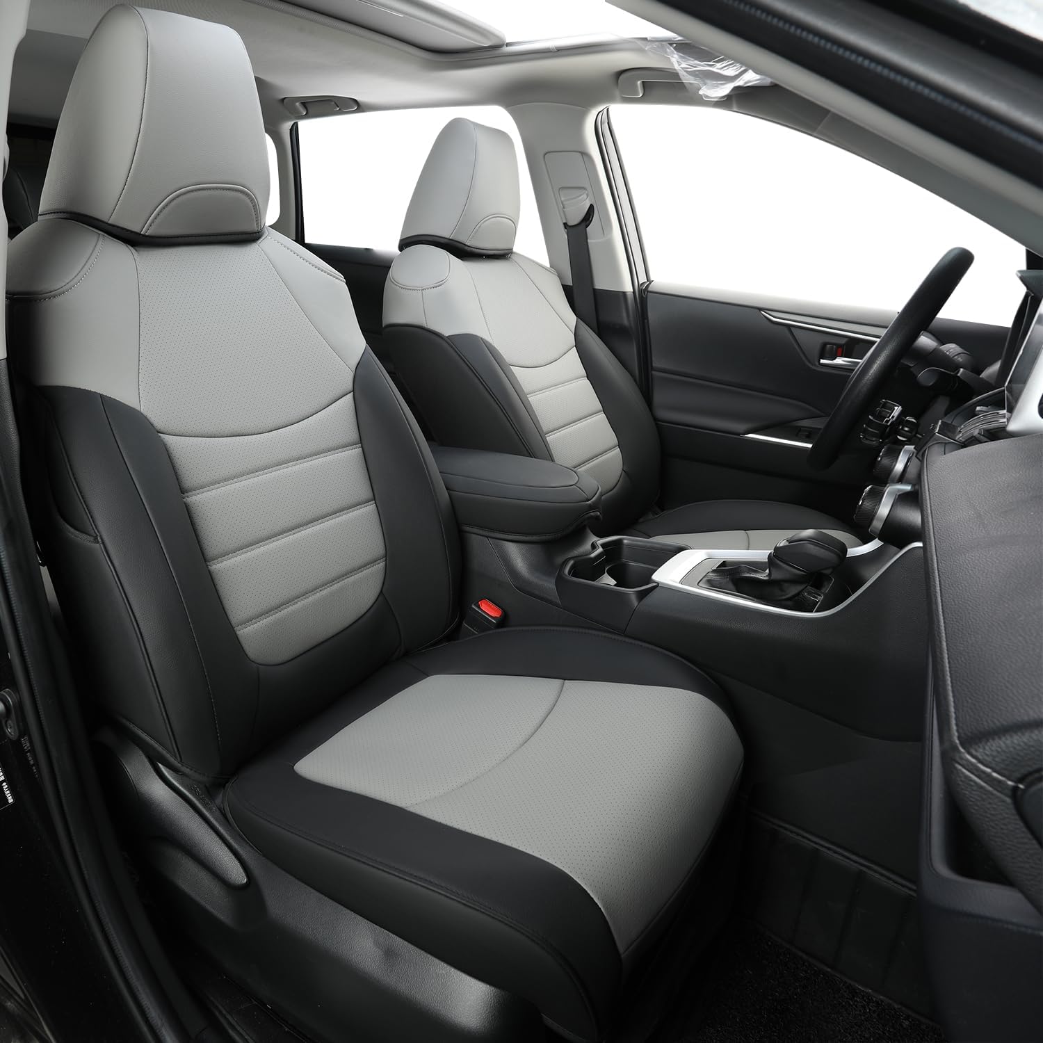 RISINGSTAR Rav4 Seat Covers, fit 2019-2025 Toyota Rav4 XLE LE XLE Premium Limited Base SUV, not for Adventure and TRD-Off(Black&Gray)