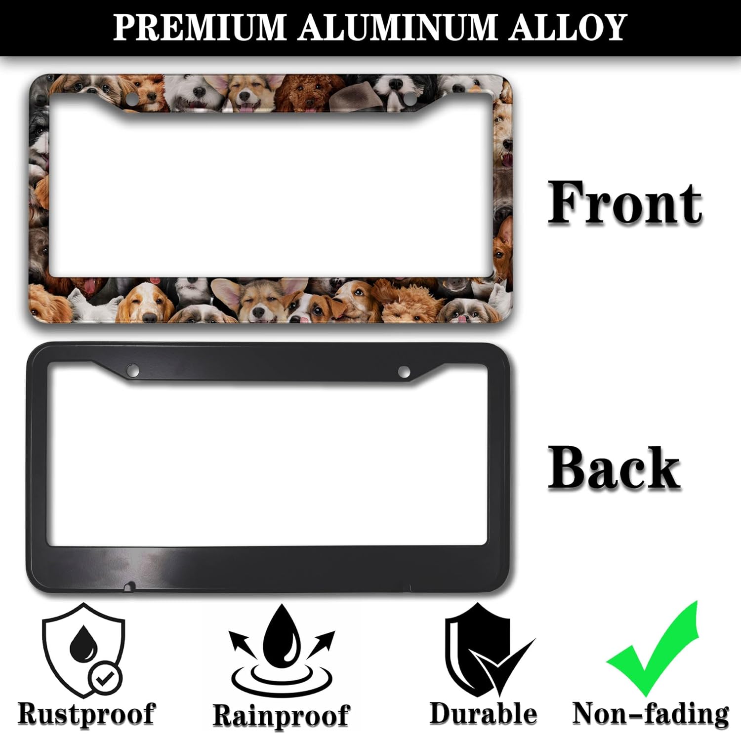 License Plate Frames Multicolor Custom License Plate Frame Dogs Collection Universal Aluminum Car Accessory 2 Pack with Screw Covers Set