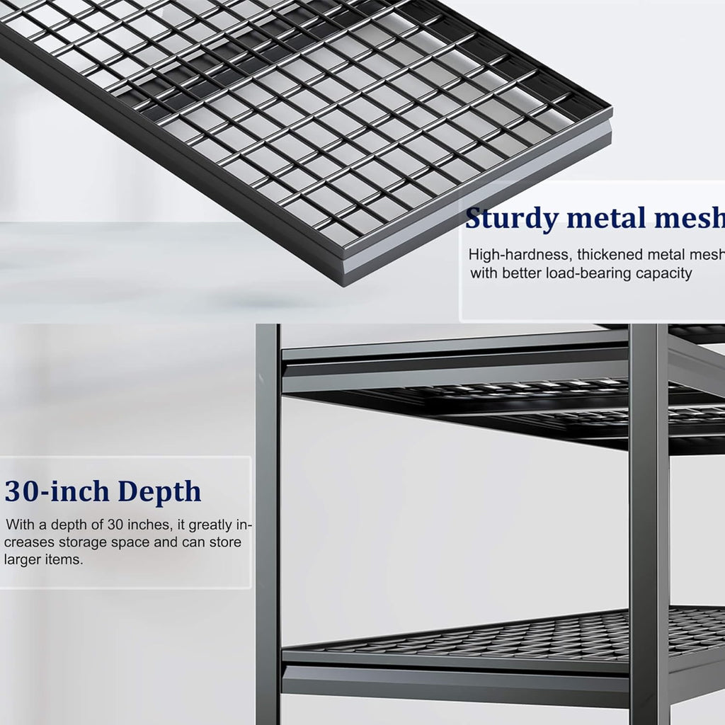 72" W Storage Shelves Heavy Duty Garage Shelving 30" D Metal Shelving Unit, 4 Tier Adjustable Shelves, 5000LBS Steel Industrial Shelving for Basement Warehouse Commercial, 72" W*30" D*72”H