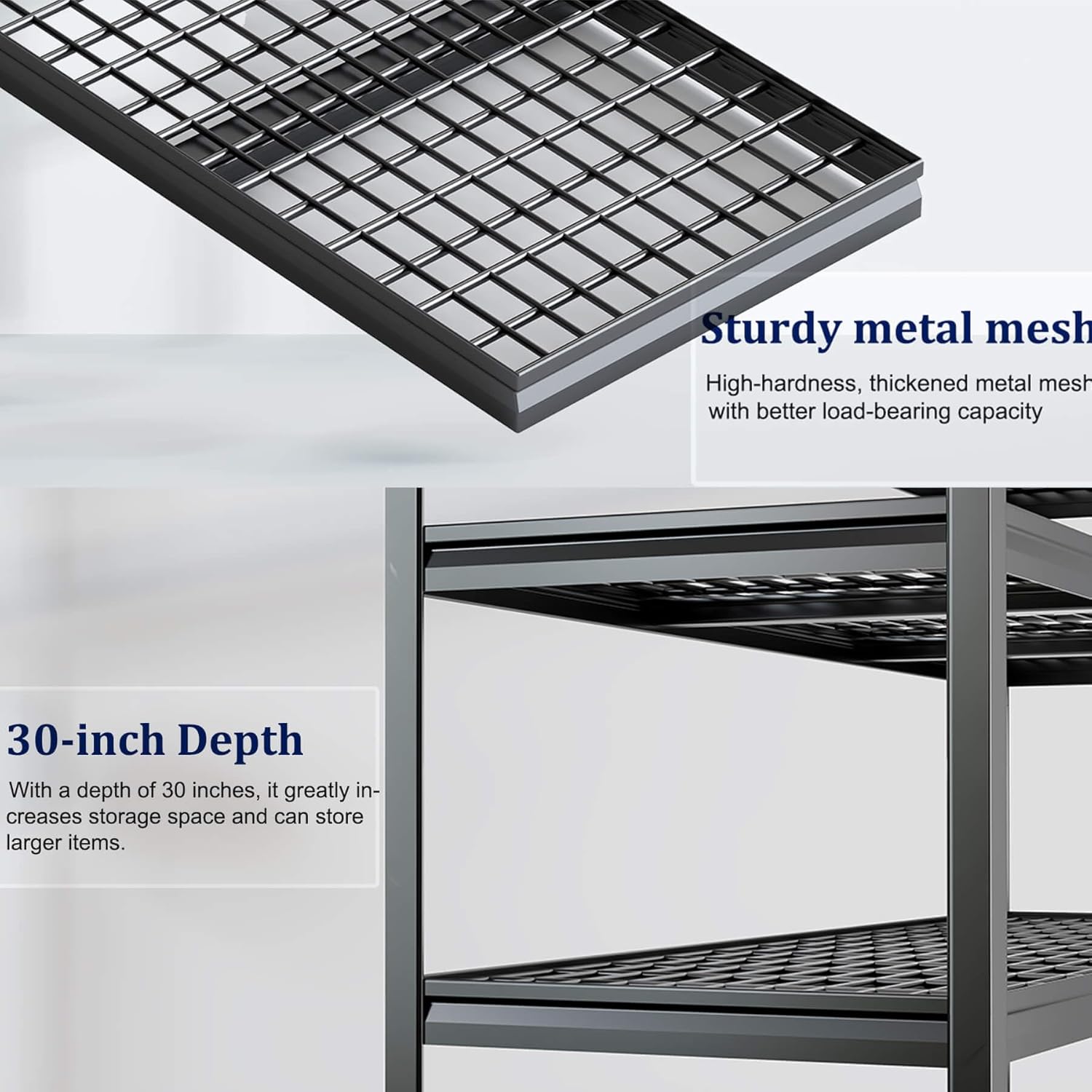 72" W Storage Shelves Heavy Duty Garage Shelving 30" D Metal Shelving Unit, 4 Tier Adjustable Shelves, 5000LBS Steel Industrial Shelving for Basement Warehouse Commercial, 72" W*30" D*72”H