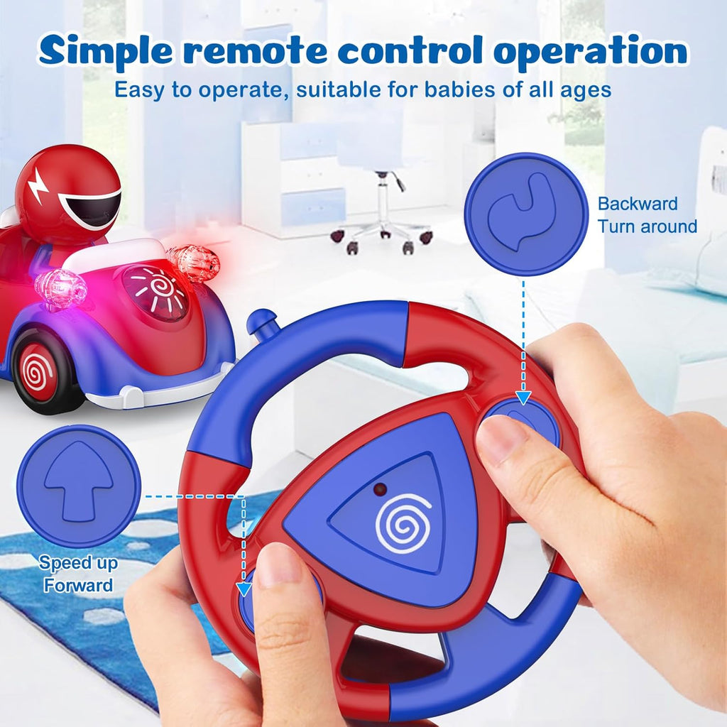 NQD Remote Control Car for Toddlers, RC Cars with Music and Lights, ABS Material RC Cartoon Race Car Toys for Kids Birthday Gifts for Boys Age 3-7