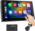 Wireless CarPlay Screen for Car & Android Auto Head Unit - Touchscreen 7 Inch Double Din Car Stereo with Backup Camera for All Cars (2+32GB)