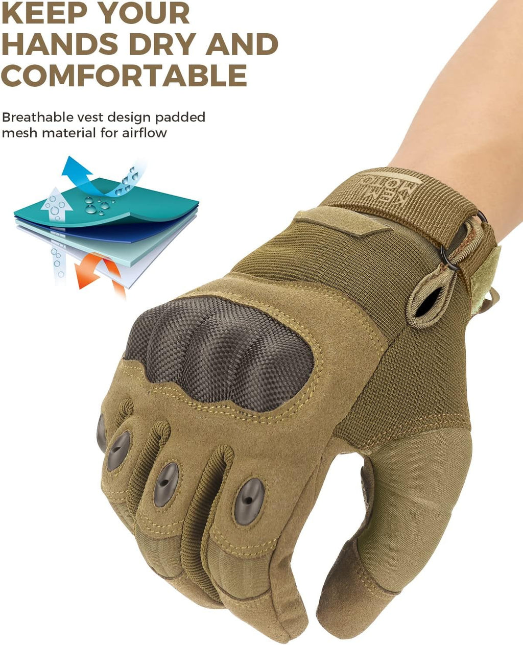 KEMIMOTO Tactical Gloves for Men, Touchscreen Motorcycle Gloves with Hard Shell & Palm Padding for Sports Motorcycle Cycling Tactical Airsoft Paintball Hunting Hiking Camping Climbing