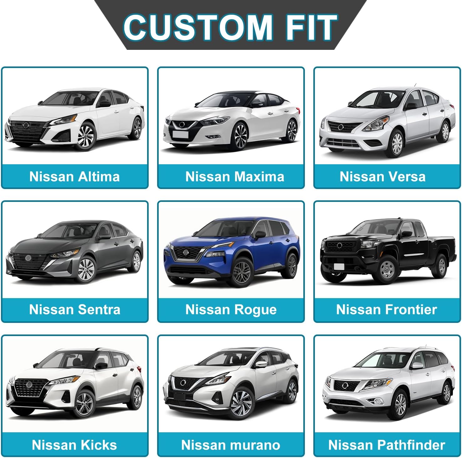 GIANT PANDA Front Seat Cover for Nissan, 3D Air Mesh Car Seat Covers Custom Fit Nissan Rogue Altima Sentra Versa Kicks Frontier Murano Pathfinder Maxima (Blue) 2-Pack