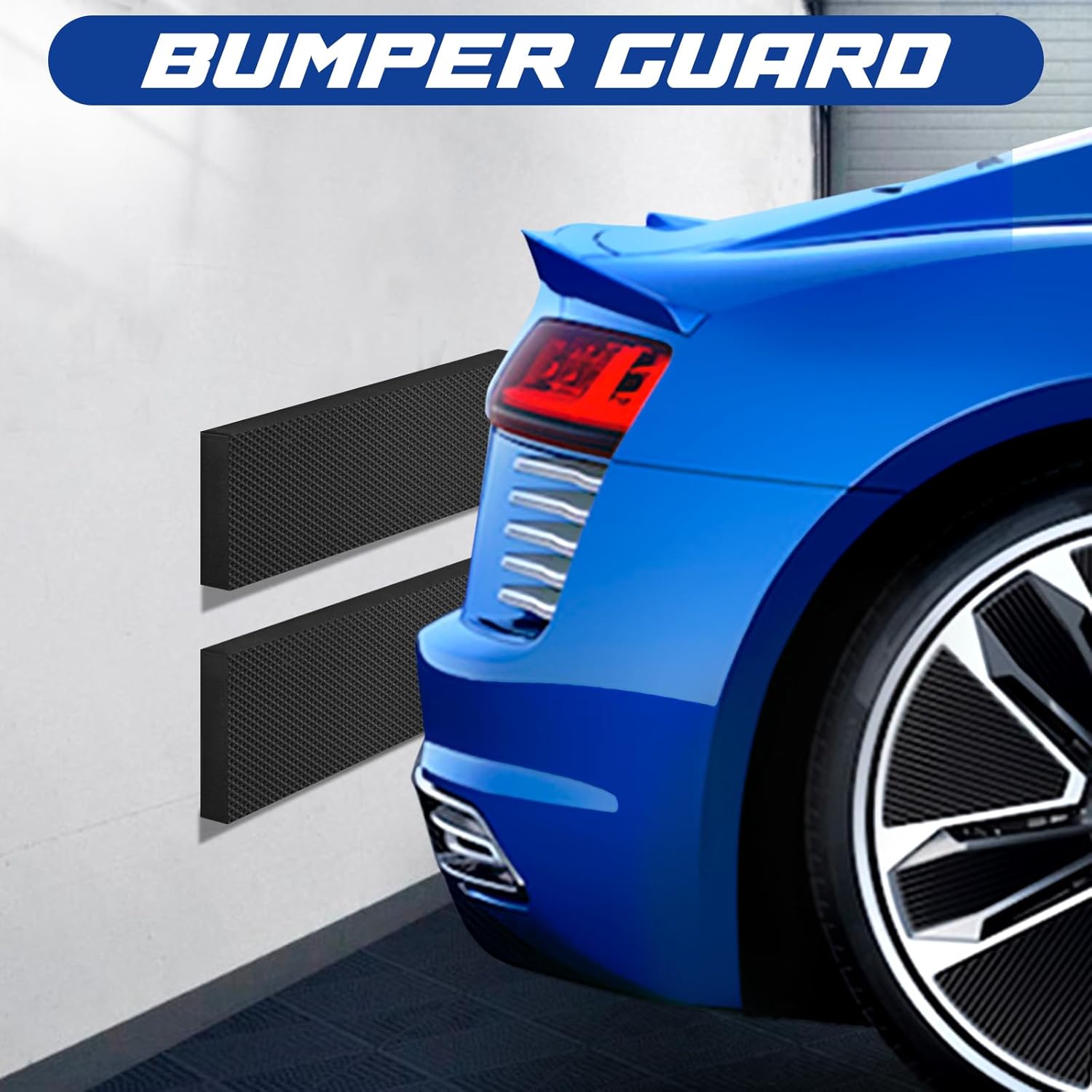 Spurtar Garage Wall Protector, 2 Pack Garage Car Door Protector and Mesh Fabric Thick Adhesive Padding, Resilient EVA Foam Car Door Bumper Guards for Parking Aid, 15.7" x 5.9“x 3/4"