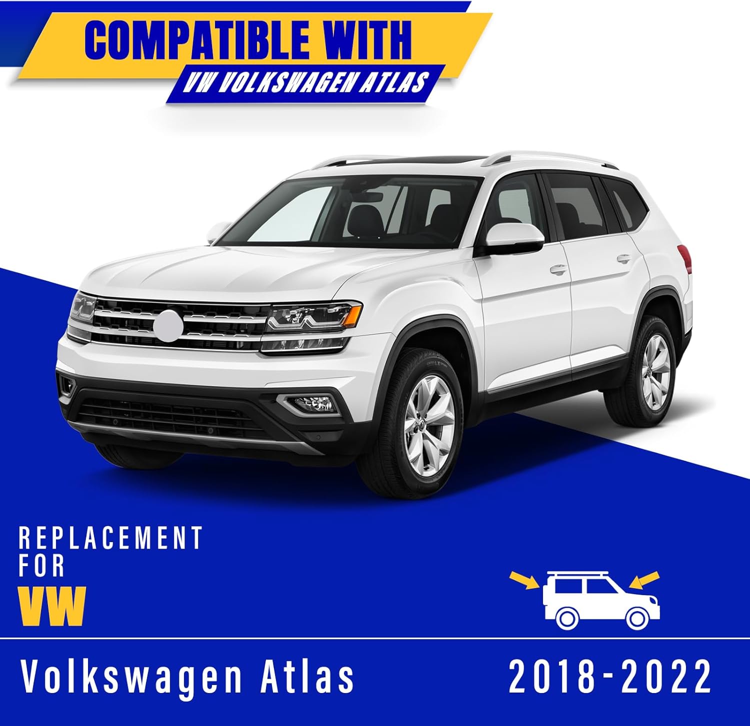 3 wipers Replacement for 2018-2022 2023 VW Volkswagen Atlas, Windshield Wiper Blades Original Equipment Replacement - 26"/22"/12" (Set of 3) Top Lock