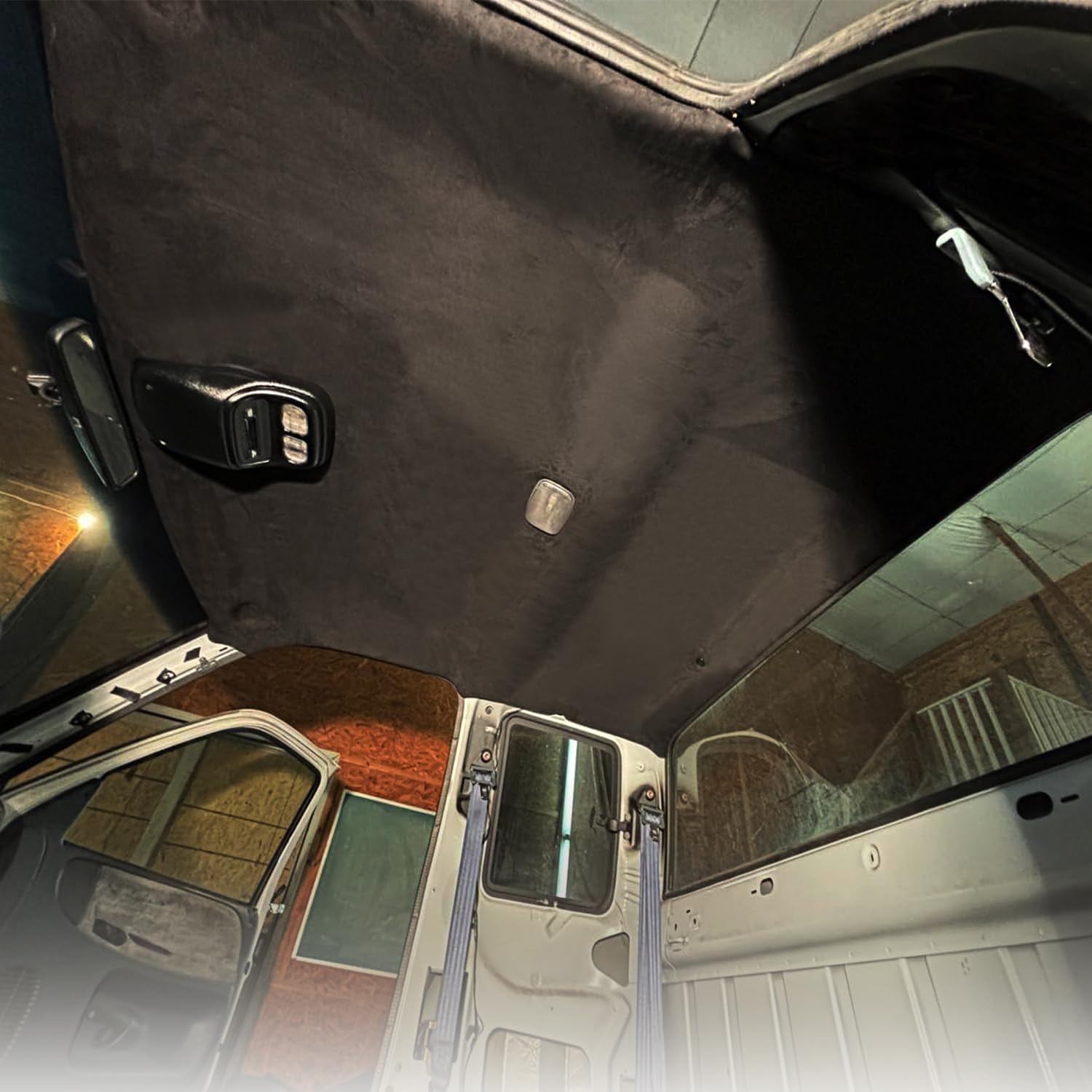 Suede Headliner Fabric with Foam Backing - black suede headliner wrap Interior Material for Car/Truck/SUV/RV Roof, Home Repair/DIY Headliner Material Automotive Headliner Fabric (Black, 54"×60“)