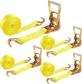 4 Pack 2 Inch Ratchet Straps Heavy Duty 20ft Tie Down Straps Ratchet with Double J Hook, 10000 LBS Break Strength, Cargo Ratchet Straps for Moving, Truck, Trailers, Motorcycles, Kayaks, Car Roof