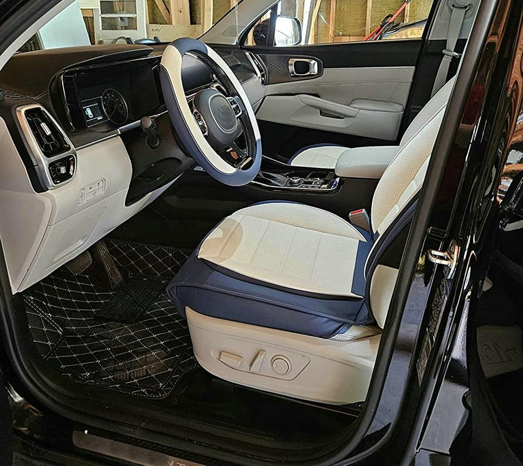 Custom Car Floor Mat Compatible with BMW Mercedes-Benz Toyota Cadillac Lexus Honda Infiniti Nissan Hyundai Kia Audi All Models Cars Sedans SUVs Automotive Mats (Red Beige)