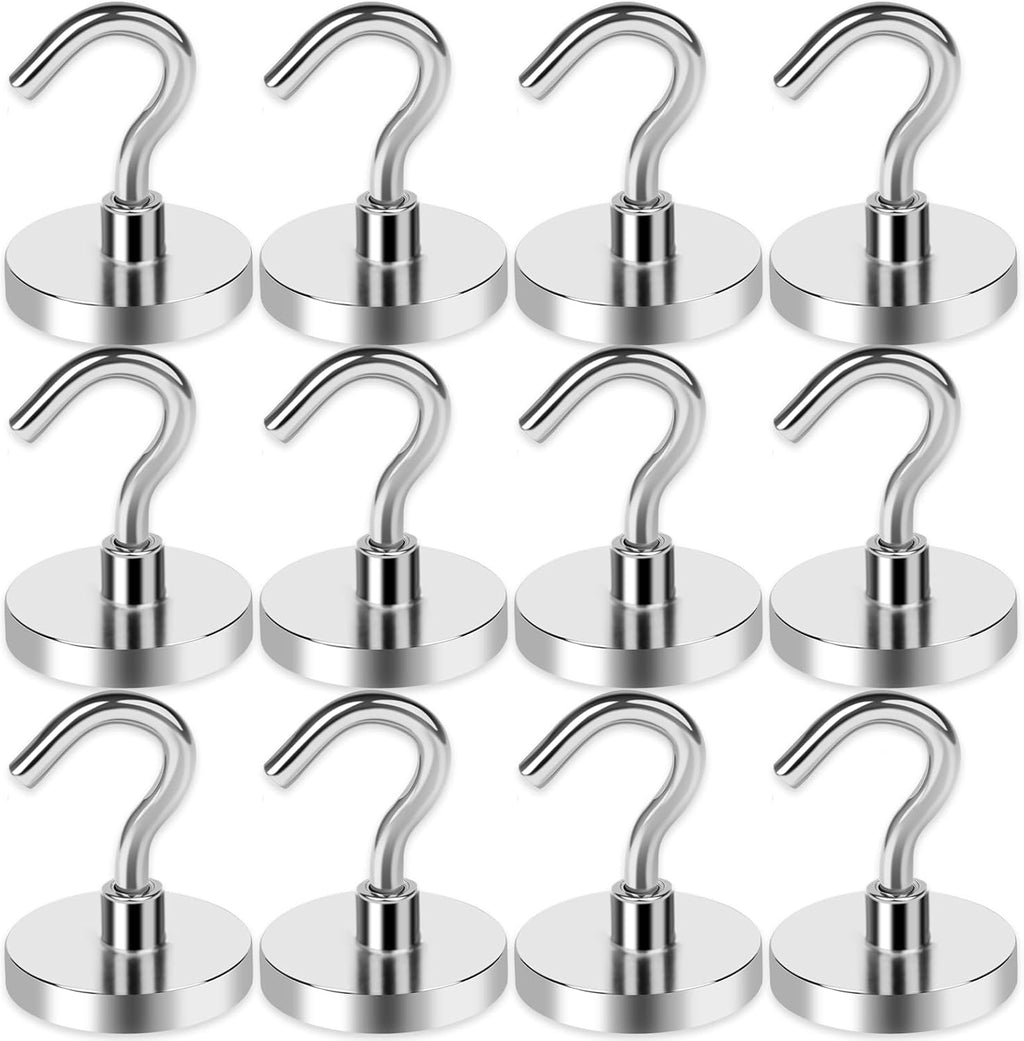LOVIMAG Magnetic Hooks for Cruise Cabins, 80LBS Magnet Hooks Heavy Duty for Home Accessories, Classroom Must Haves, Magnetic Hook for Metal Door, Magnets with Hook for Hanging-12 Pcs