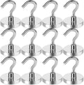 LOVIMAG Magnetic Hooks for Cruise Cabins, 80LBS Magnet Hooks Heavy Duty for Home Accessories, Classroom Must Haves, Magnetic Hook for Metal Door, Magnets with Hook for Hanging-12 Pcs