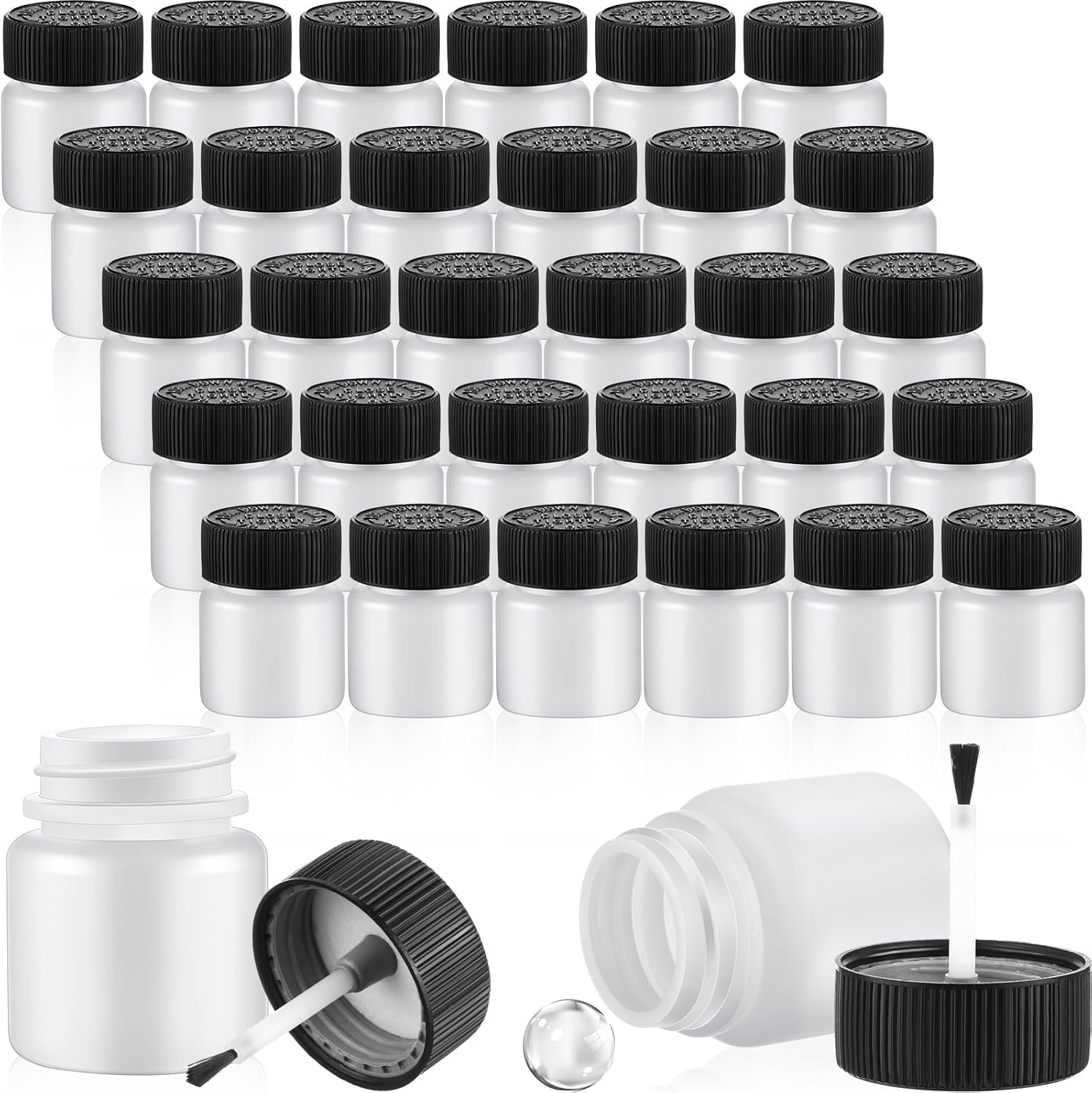 Maxcheck 120 Pcs Empty Touch Up Paint Bottles Container 1oz 30ml Reusable Small Paint Bottles with Brush Applicator and Mixing Ball for Fix Chips Scratches Auto Car