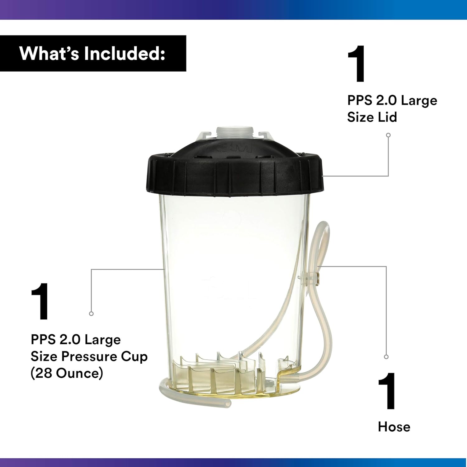 3M PPS 2.0 H/O Pressure Cup with Air Hose, 26124, Large, 28 Ounces, Use with 3M Accuspray HGP Spray Gun for Thick High-Viscosity Latex Paints, Varnishes, Coatings and Primers, 1 Pack