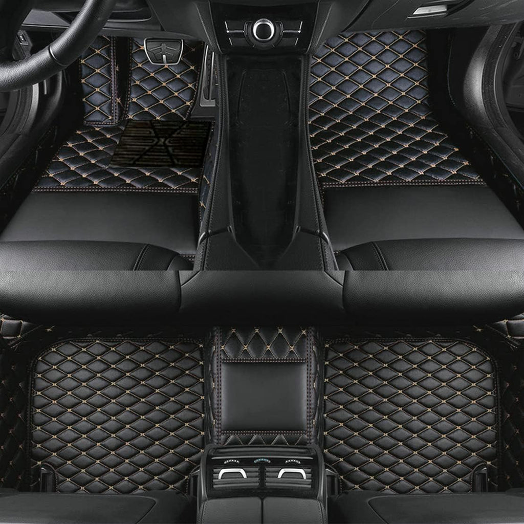 Add Personal Touch to Your Vehicle with IMEISH Customizable Logo Text Car Mats for 99% of vehiclesPads Protection Non-Slip Leather Floor Liners (Black Rice)