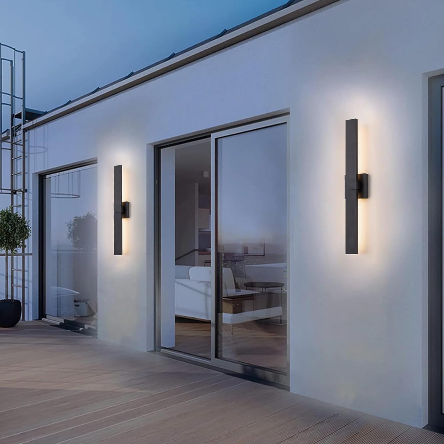 Modern Outdoor Wall Light Fixtures 27.2" Black Outdoor Porch Lights Exterior LED Wall Sconces, 12W Integrated LED Long Outside Light Fixtures for Garage, Porch, Patio, Front Door, House, etc.