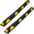 72" Car Parking Stopper, Heavy Duty Rubber Parking Curb Wheel Stops with Highly Visible Reflective Strips, Garage Floor Stopper for Cars, Truck, Trailer, Van, Pack of 2