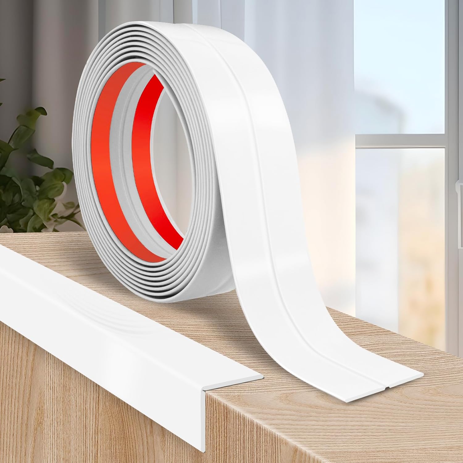 Flexible Wall Corner Protector Moulding Trim Peel and Stick Wall Corner Guards Edge Protector Self Adhesive Molding Trim Strip for Edge Ceiling (White, 0.8 in x 40 Ft)