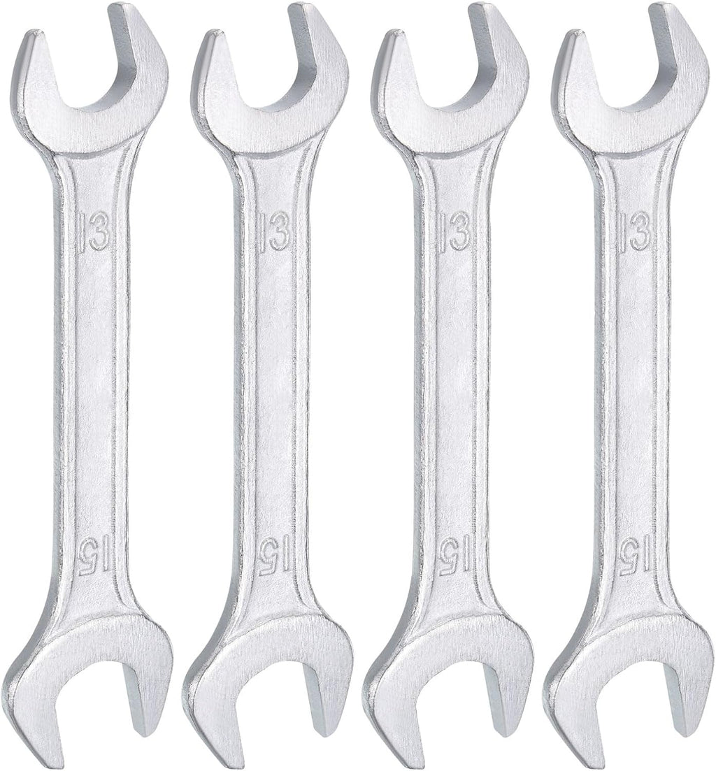 HARFINGTON 5pcs Double Open End Wrench 13mm x 15mm Metric 15 Degree Offset Angle Small Flat Head Wrench Galvanizing Open Ended Spanner for Automotive Repair Furniture Assembly