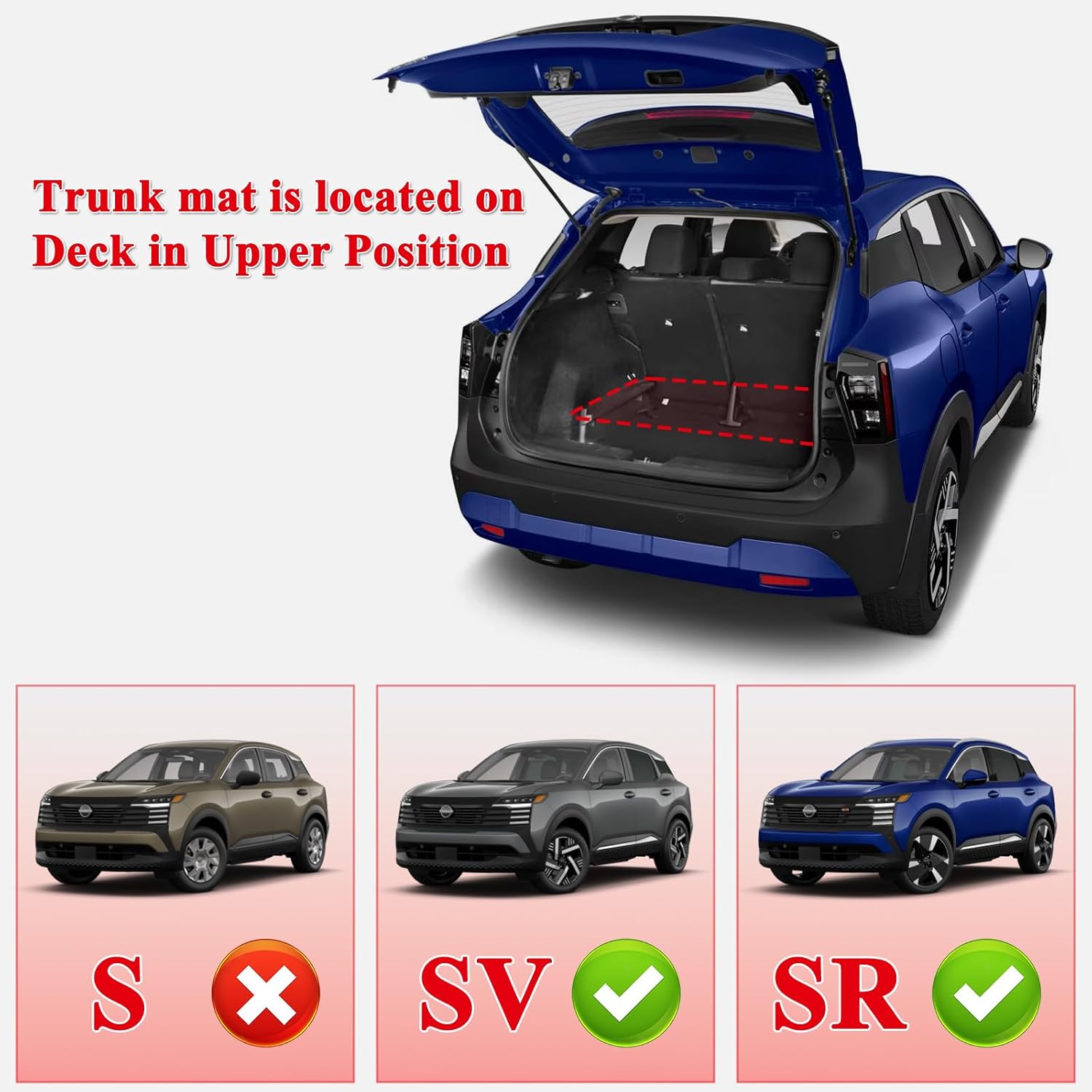 Wayhigh-All Weather Floor Mats & Cargo Liner and Seatback Cargo Set for Nissan Kicks 2025 2026 SV/SR (Not for S) Custom Fit TPE Car Mats Waterproof Heavy Duty Rubber Floor Liners for Kicks Accessories