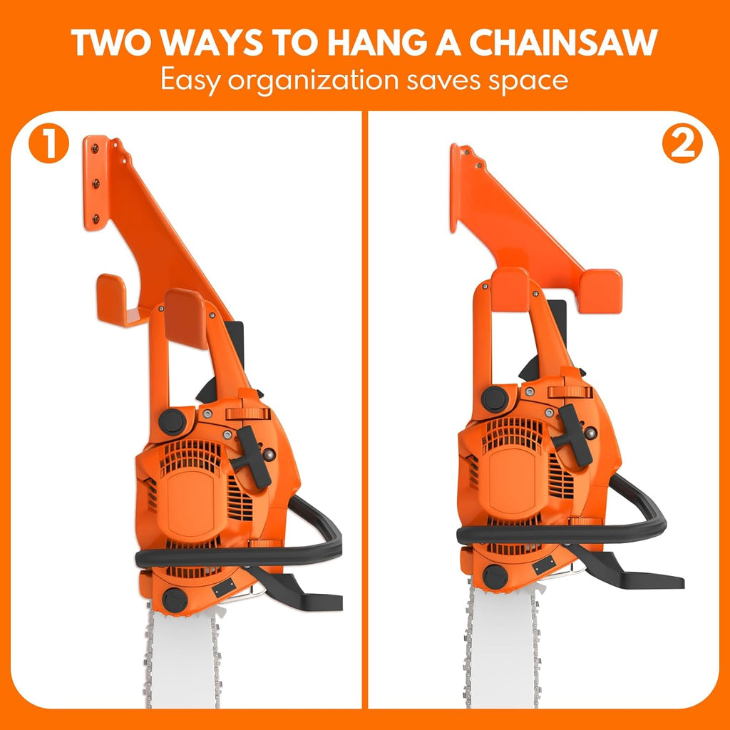 Chainsaw Hanger,2pcs Ideal for Adult Garage Tool Organizer. This Chainsaw Accessory Rust Proof Alloy Steel Construction with Powder Coating, Perfect Wall Mount Solution for Your Chainsaw.(orange)
