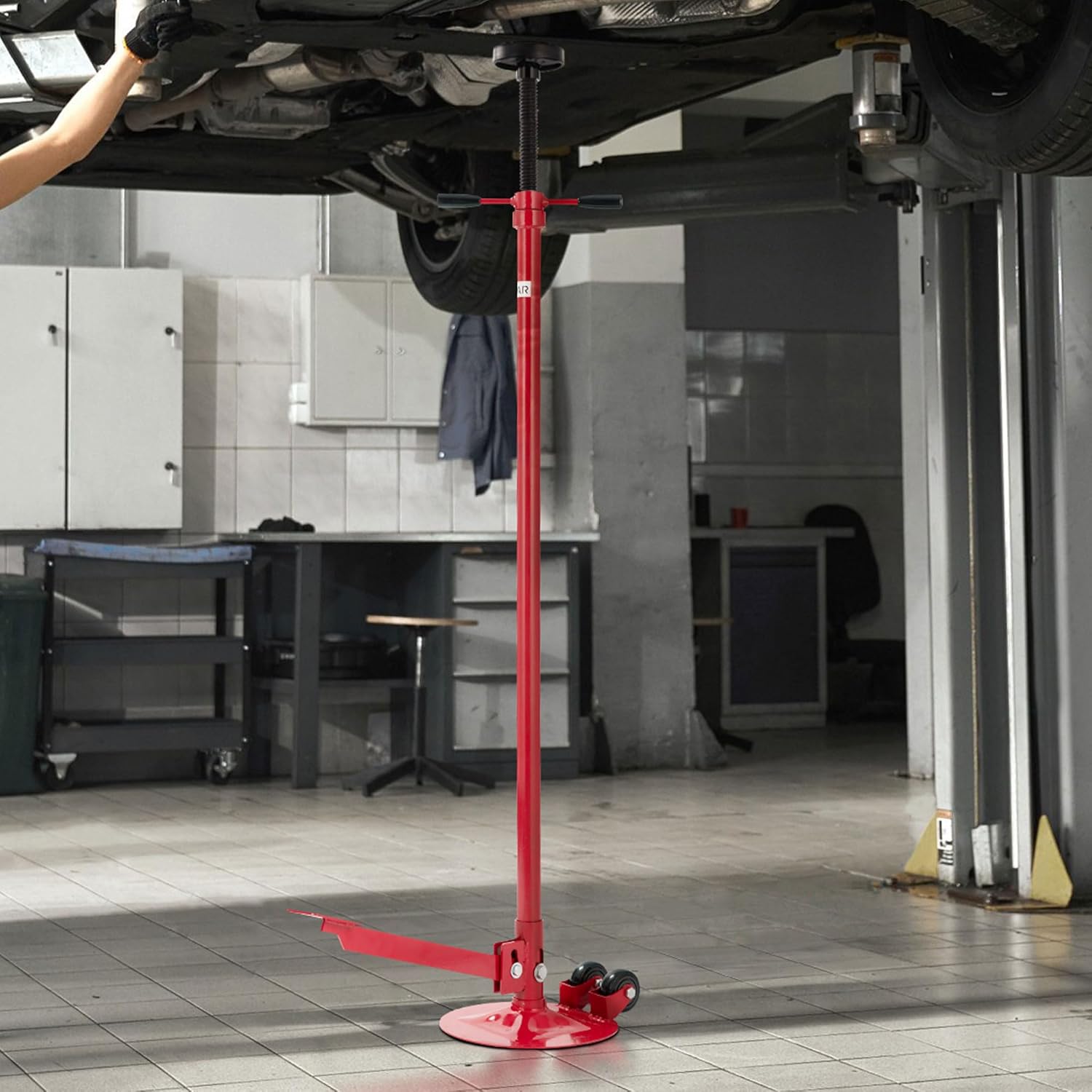 SPECSTAR Movable Underhoist Support Stand with Foot Pedal, 3/4 Ton 1650Lbs Capacity Jack Stand Lifting from 52 to 76 Inch with Replaceable Saddle and Steel Base