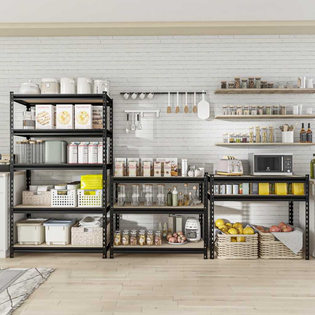 5-Tier Adjustable Metal Storage Shelves Heavy Duty Garage Shelving, 60" H x 28" W x 12" D Shelving Unit Rack for Kitchen, Classroom, Dormitory, Basement & Warehouse