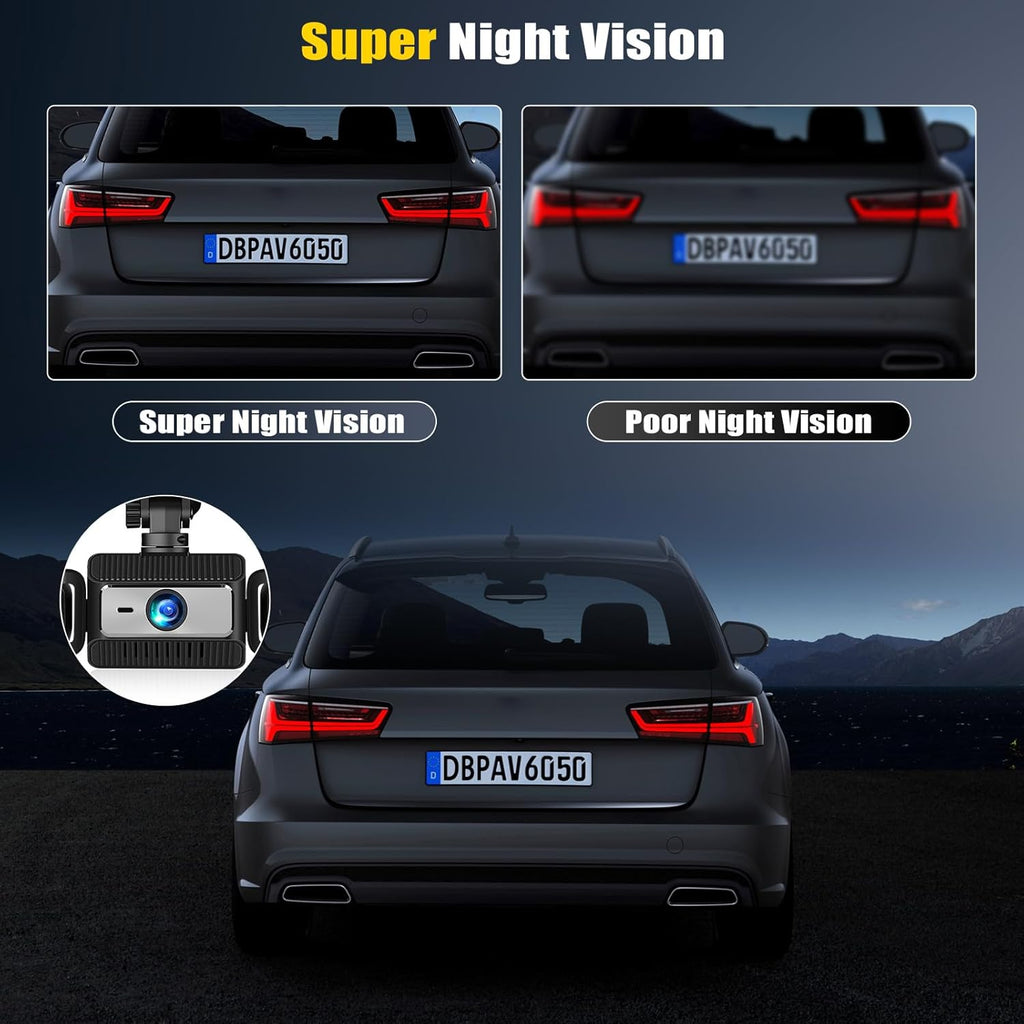 4 Channel Dash Cam Front and Rear Inside Left Right,2.4 Inch 1080P Dash Camera for Cars Car Camera with IR Night Vision,Loop Recording,G-Sensor,Parking Assistance,24H Parking Monitor