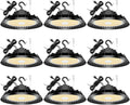 9Pack LED High Bay Lights, 200W UFO High Bay LED Shop Lights, 30000LM Adjustable CCT(5700K 5000K 4500K) & Power(200W 150W 100W), 0-10V Dimmable, 5' Cable Plug, IP65 Waterproof, ETL & DLC Listed