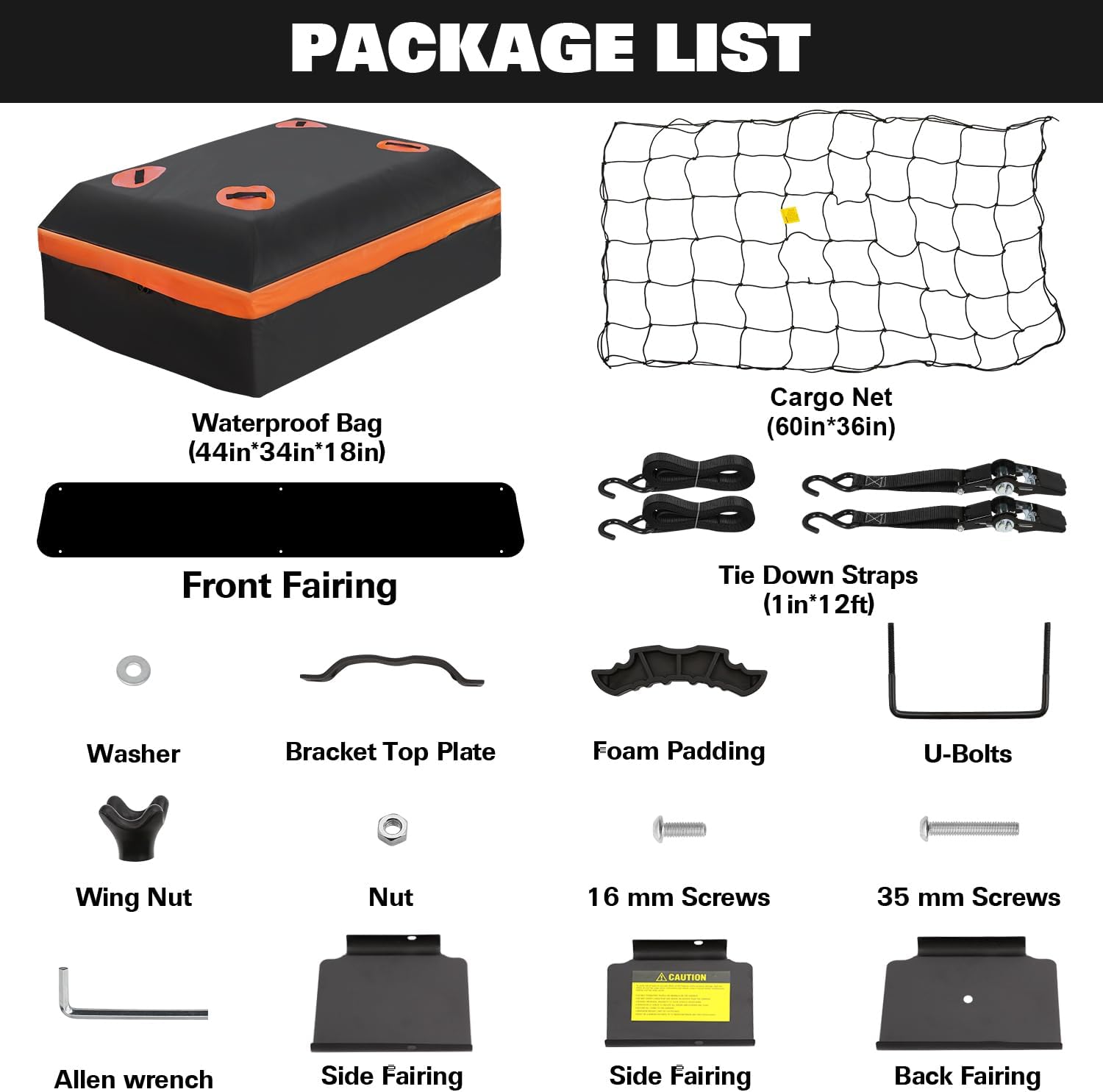 WEIZE Roof Rack Carrier Basket Universal Rooftop 64" x 39" x 5" Large Size Roof Rack + Waterproof Bag, Cargo Net with Attachment Hooks, Ratchet Straps for SUV, Truck